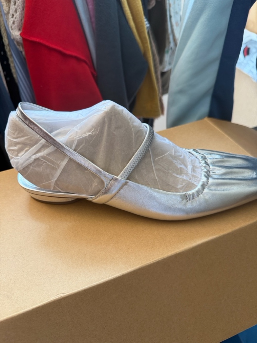 Vince Warm Silver Mary Jane Slingback Flat